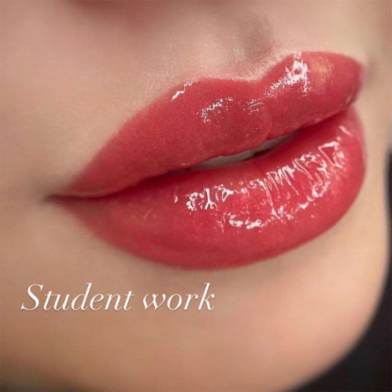Student work: glossy rose lip blush