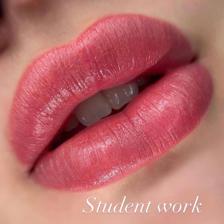 Student work: full rose-red lip blush