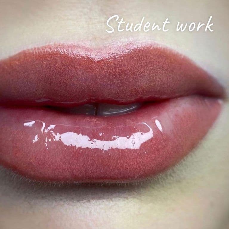 Student work: glossy berry lip blush